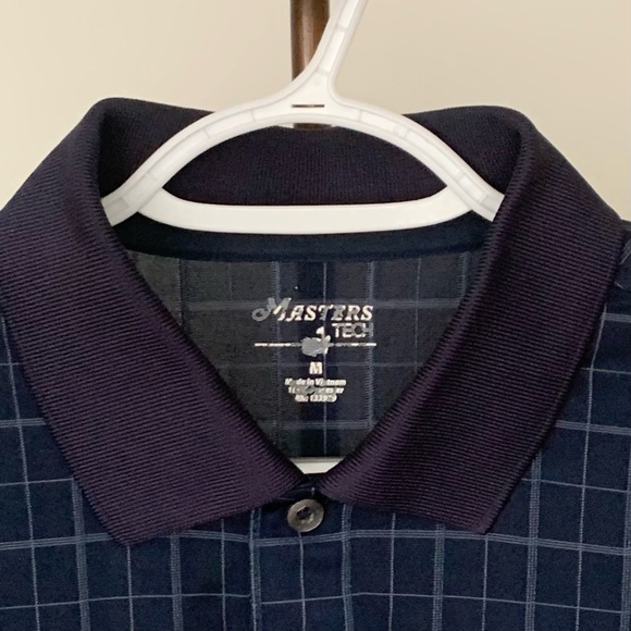 Masters Tech Blue Windowpane Print Golf Polo Shirt, Size Medium - Picture 6 of 10